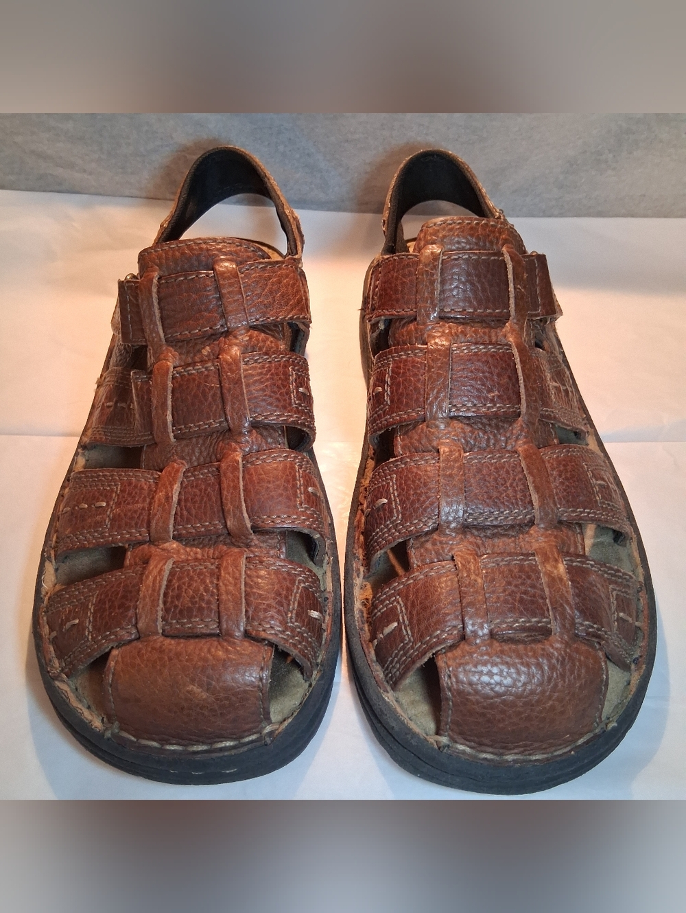 croft & barrow Brown Woven Leather Men's Sandals